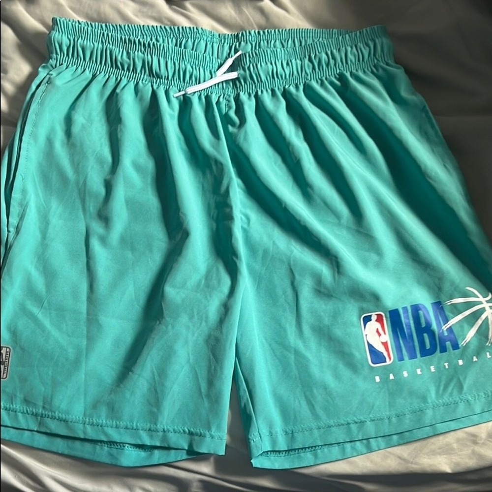 NBA Men’s Teal Green Athletic Basketball Shorts, Drawstring Waist, Size L. NWOT
