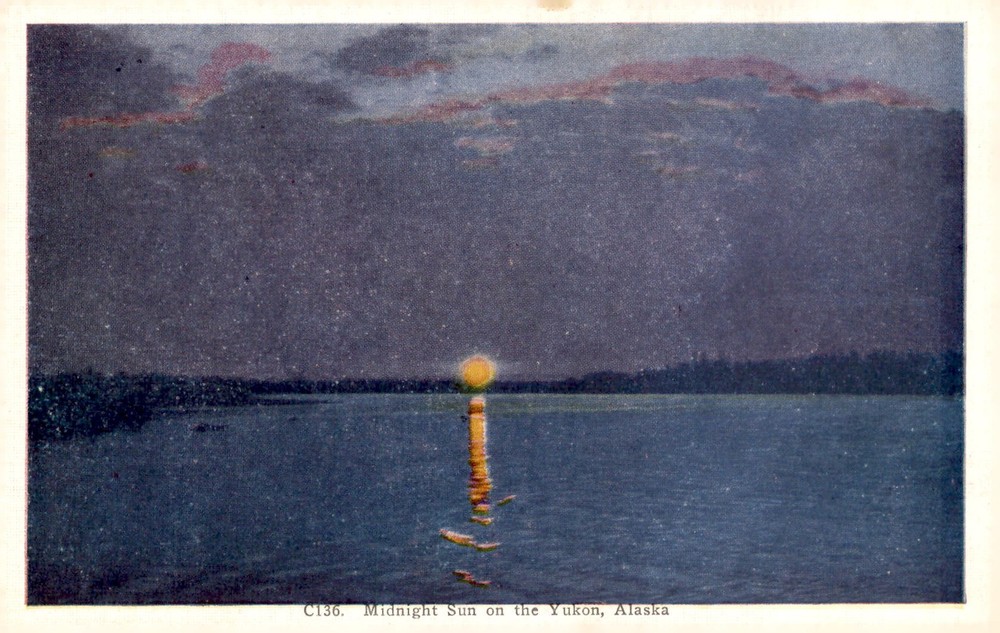 Midnight Sun on the Yukon, Alaska Postcard