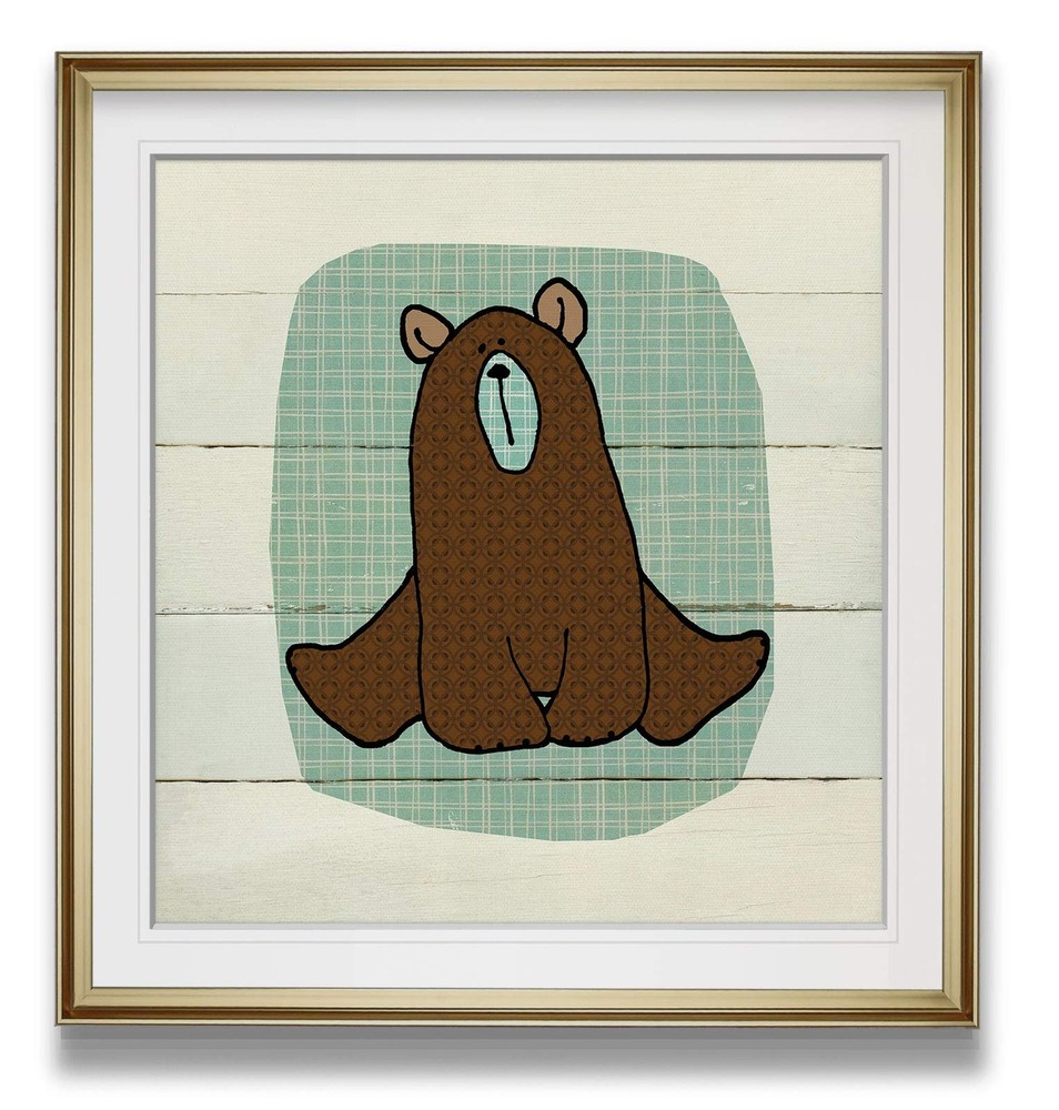 Woodland Creatures Bear Animals Pictures Children Wall Art Framed Nursery Dec...