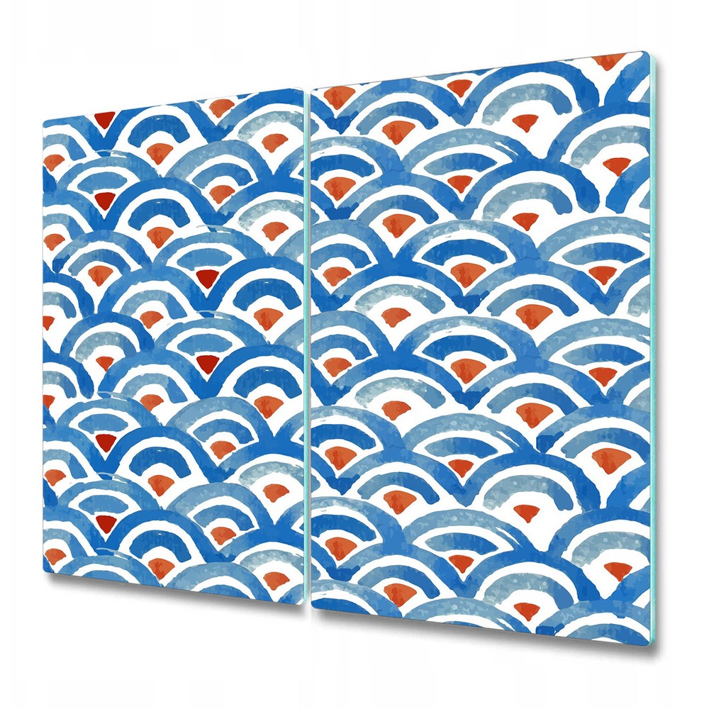 Glass Chopping Board Utensil Worktop Saver Fish skin blue and red 2x30x52