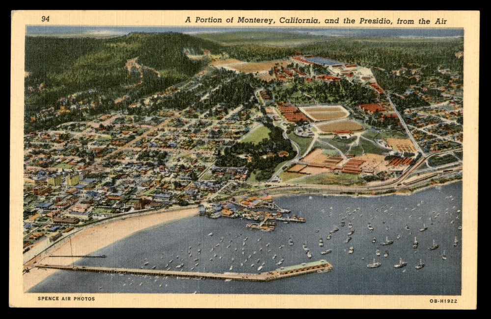 Postcard Monterey Aerial View of Presidio, CA