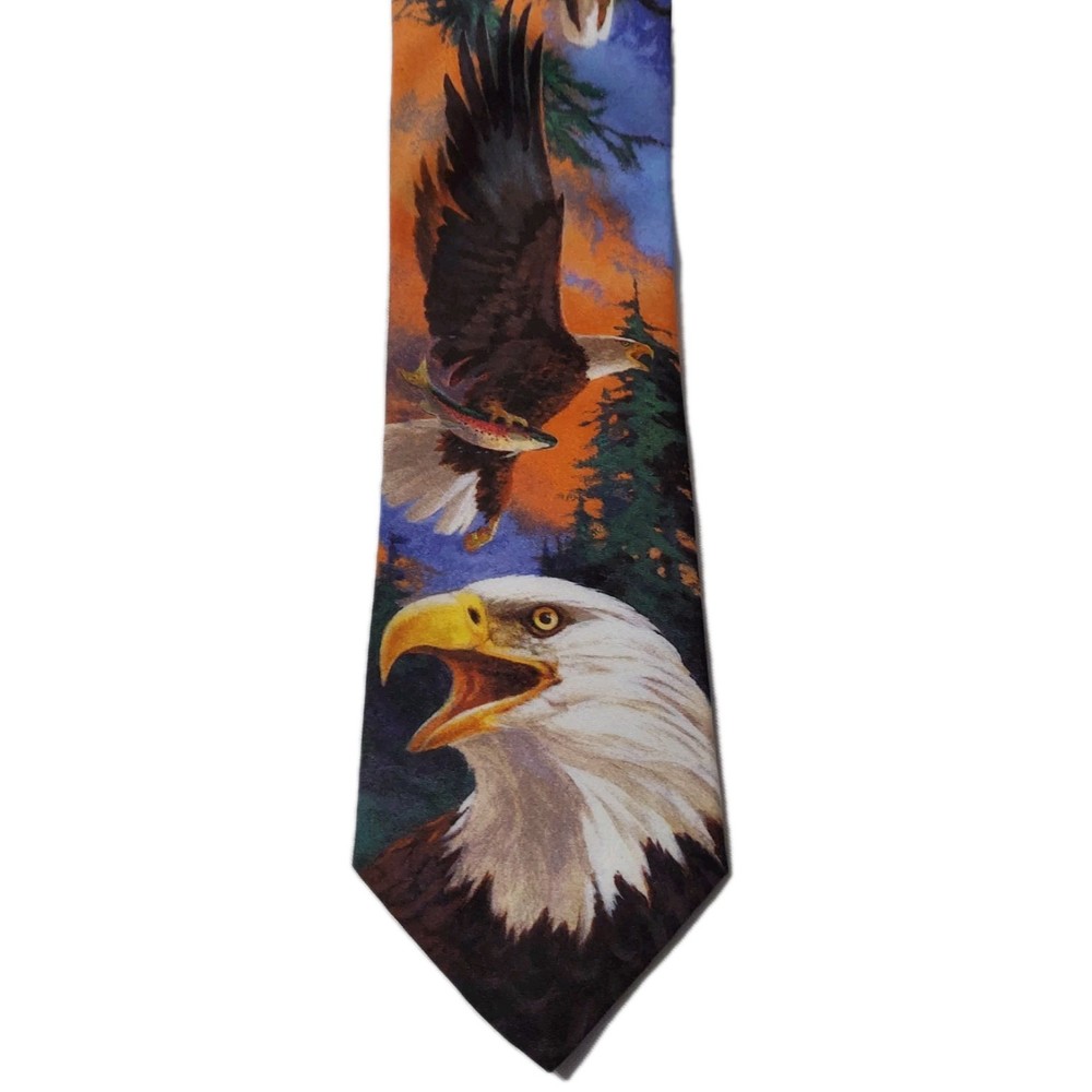 Ralph Marlin Eagle Tie Bald Eagle Wildlife Novelty Neck Tie USA 1995 Vintage