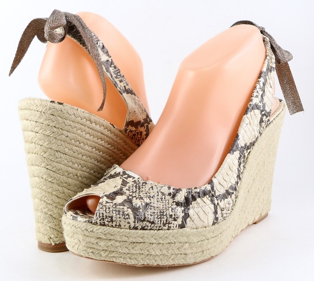 $188 COACH MARITZA Natural Multi Snake Designer Espadrille Platform Wedges 10