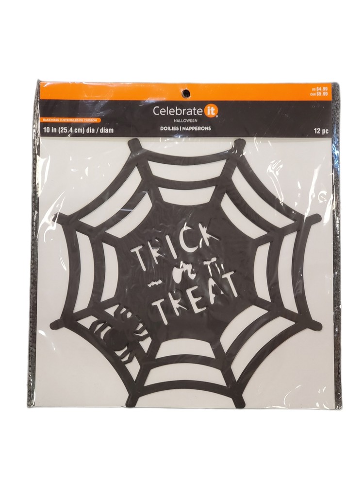 CELEBRATE IT, HALLOWEEN DOILIES, TRICK OR TREAT BLACK 12 pc