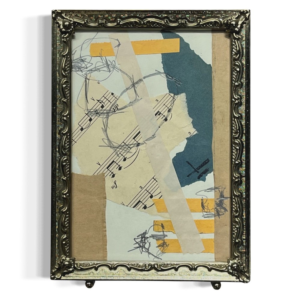 Original Framed Mixed Media Abstract Art Collage 5x7 