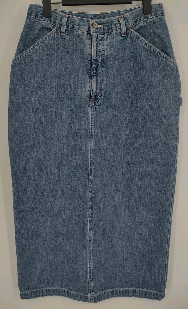 Vintage Vivaldi Denim Maxi Skirt Carpenter Painter Style Size 12 100% Cotton