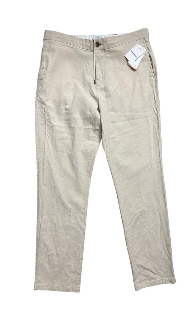 NEW Old Navy Pants Mens Sz Large (34x30) Natural White Linen Blend Comfy Casual