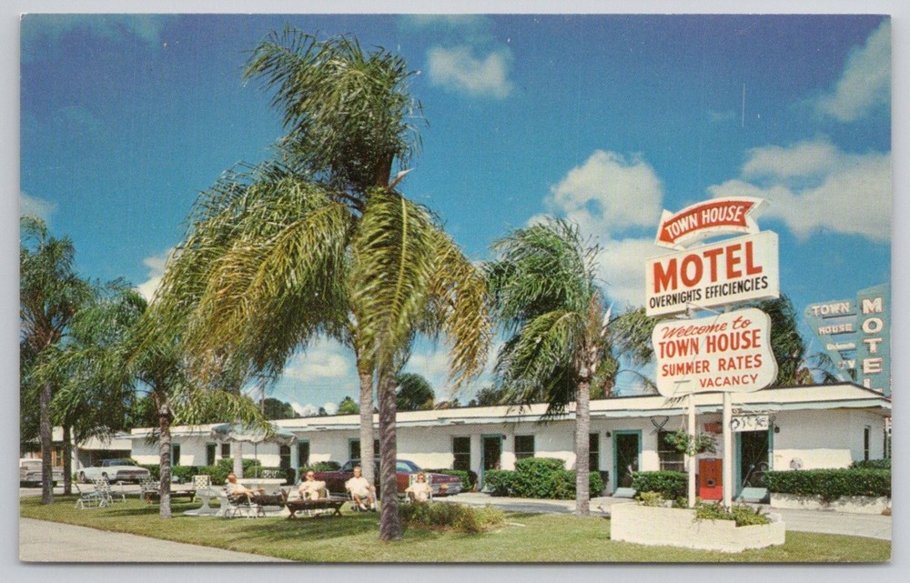 Town House Motel Sarasota Florida Vintage Chrome Postcard 1950s 1960s