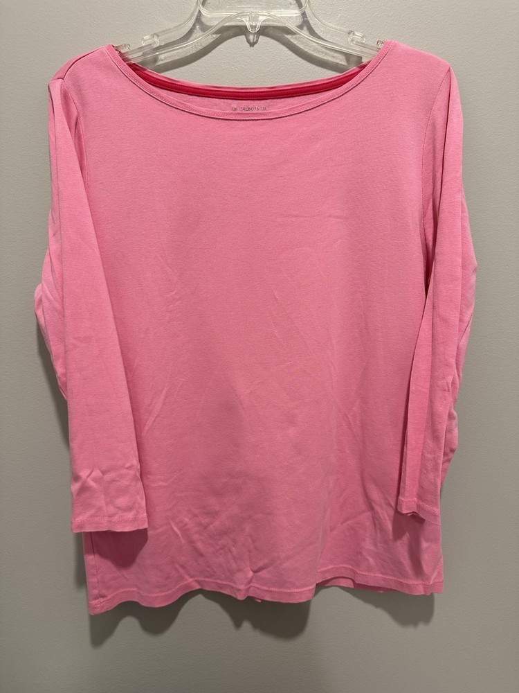 TALBOTS TEE pink 3/4 Sleeve, Casual; Size Large