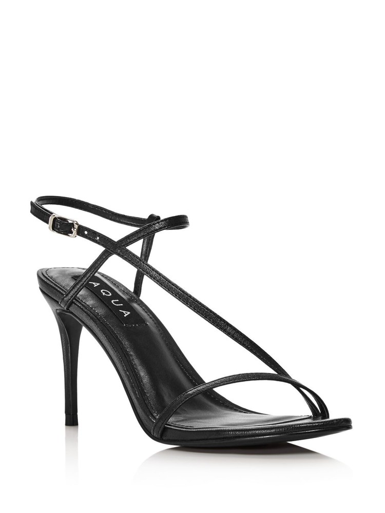 AQUA Womens Black Strappy Padded Stiletto Slingback Sandals Size 10 M