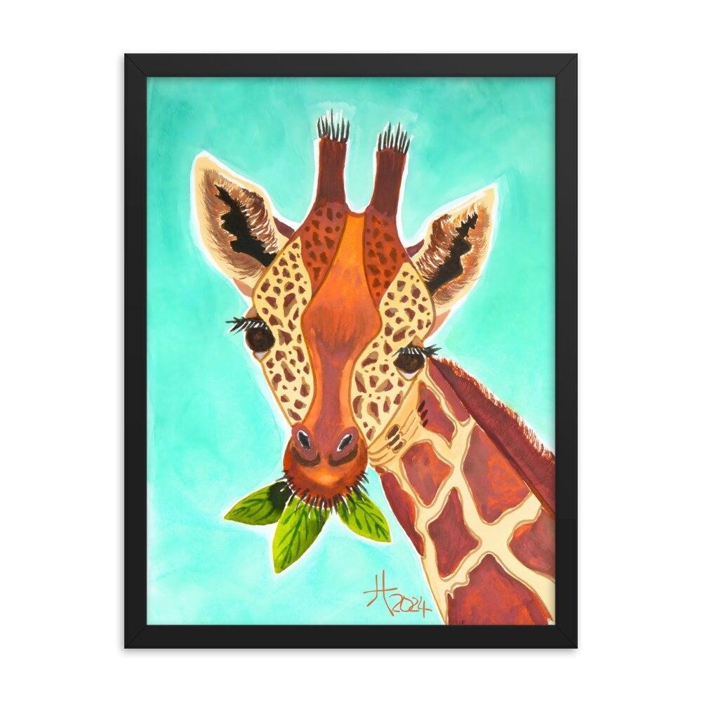 Sophie Baby Giraffe Painting Wall Art Print Framed Poster Safari Theme Animal