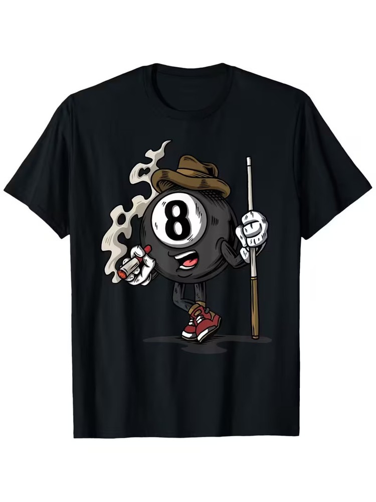 Funny 8 Ball Billiard Pool Player Graphic T-Shirt