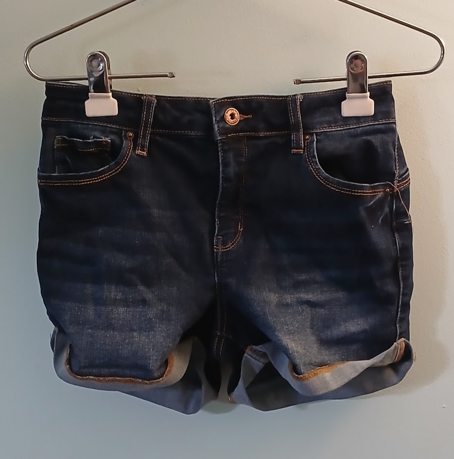 Wax Jean Butt I Love You Women's Blue Denim Cut Off Shorts Size M Pockets