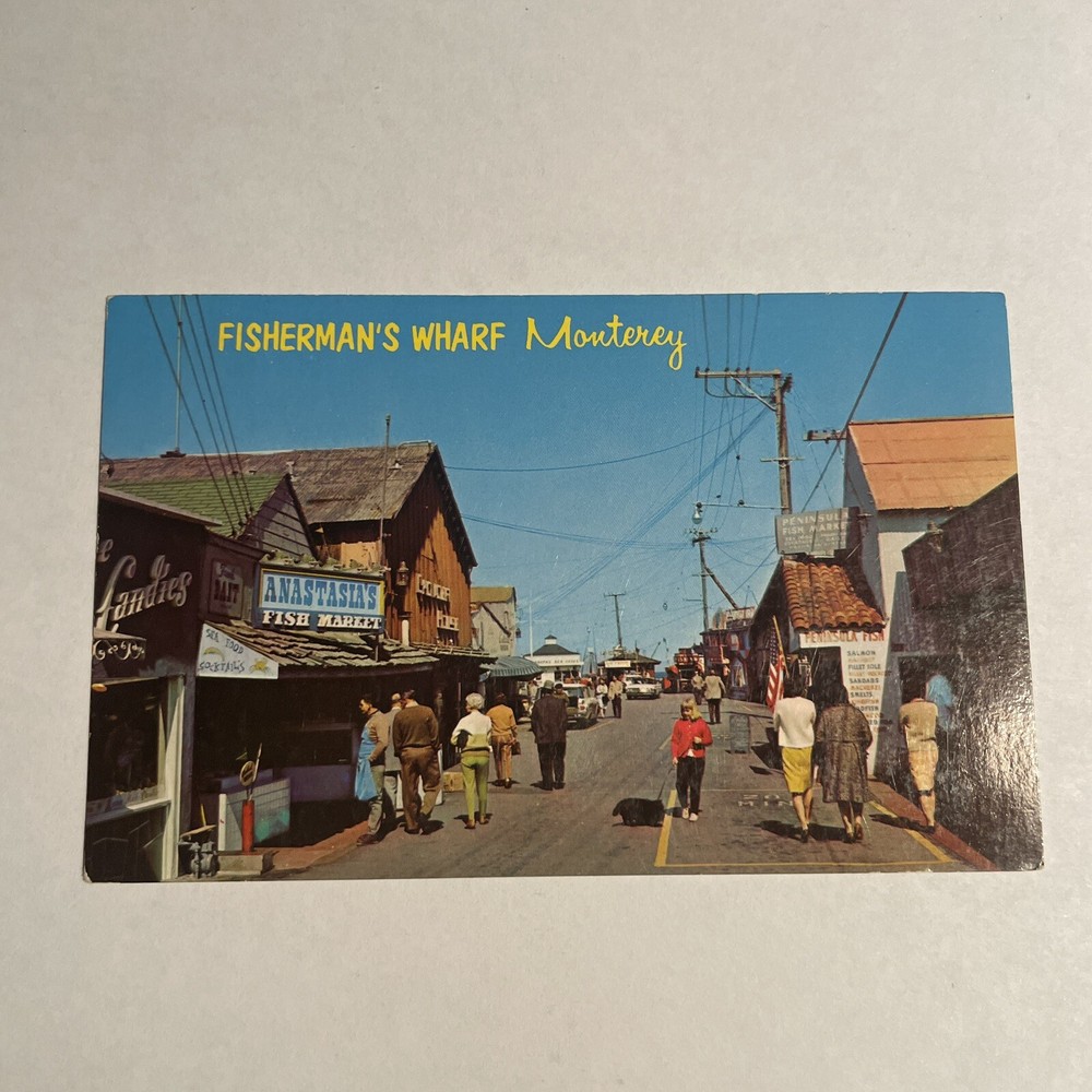 Monterey CA-California, Fisherman's Wharf, Antique, Vintage Souvenir Postcard