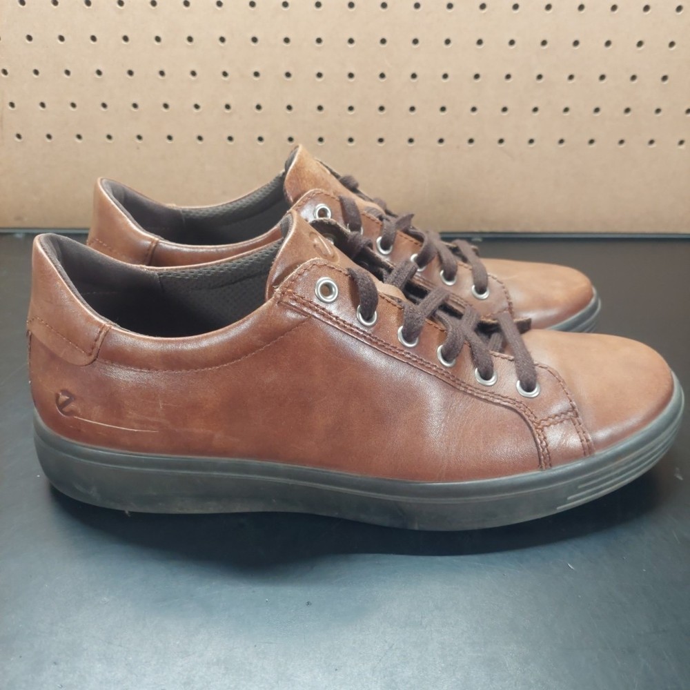 Ecco Soft Classic Men's Size 9/9.5 Brown Leather Casual Sneakers Comfort Shoes