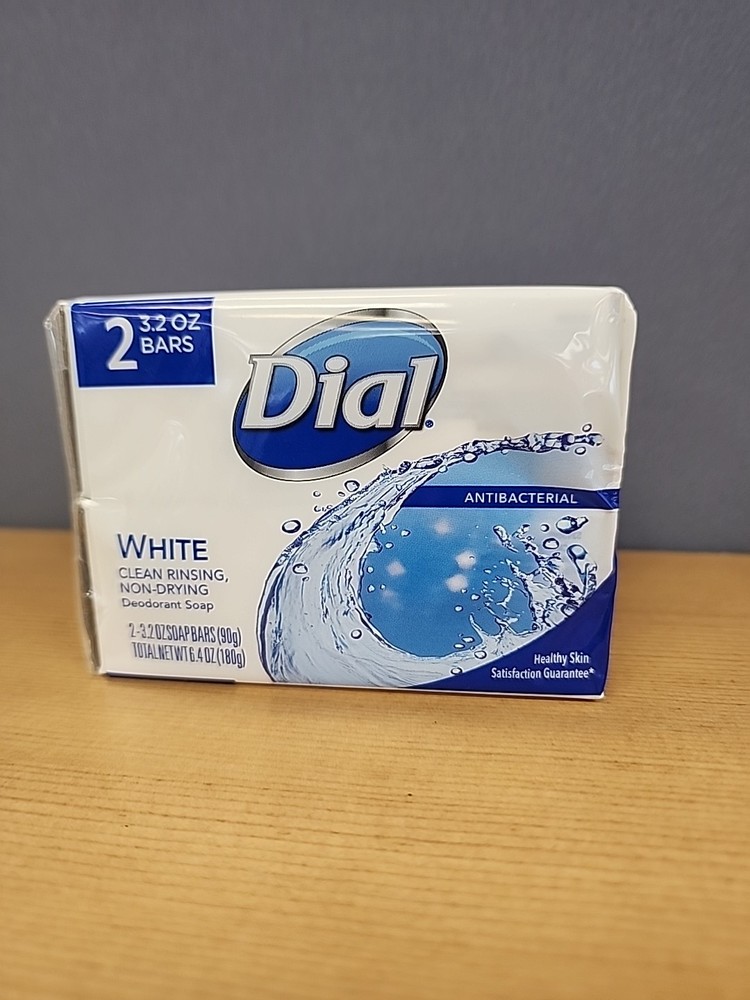 Dial White Antibacterial Bar Soap Pack of 2 3.2 oz Bars New Sealed NOS