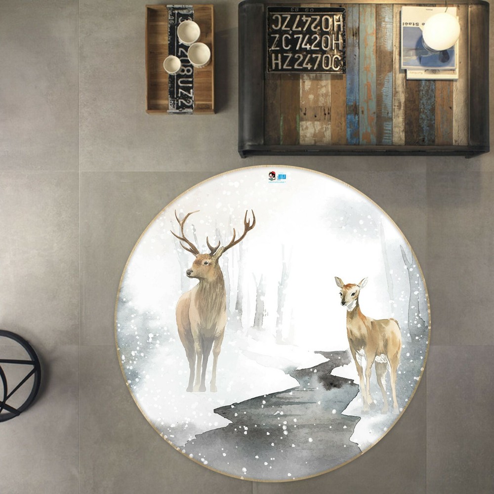 3D Snowflake Hand Drawn Deer NAO5849 Game Rug Mat Elegant Photo Carpet Mat Fay