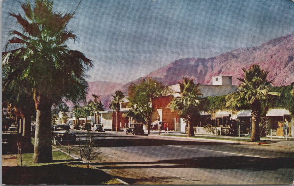 Street Scene Palm Springs Department Stores Main Street Vintage Postcard  1940s
