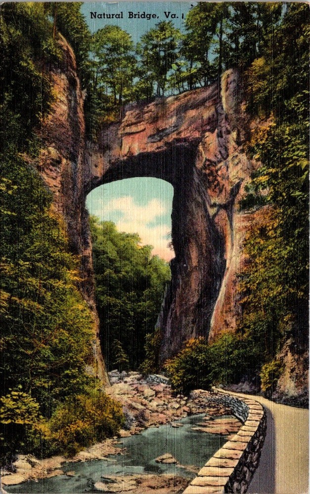 Dr Jim Stamps Natural Bridge Virginia Landmark Postcard - One of Seven Wonders