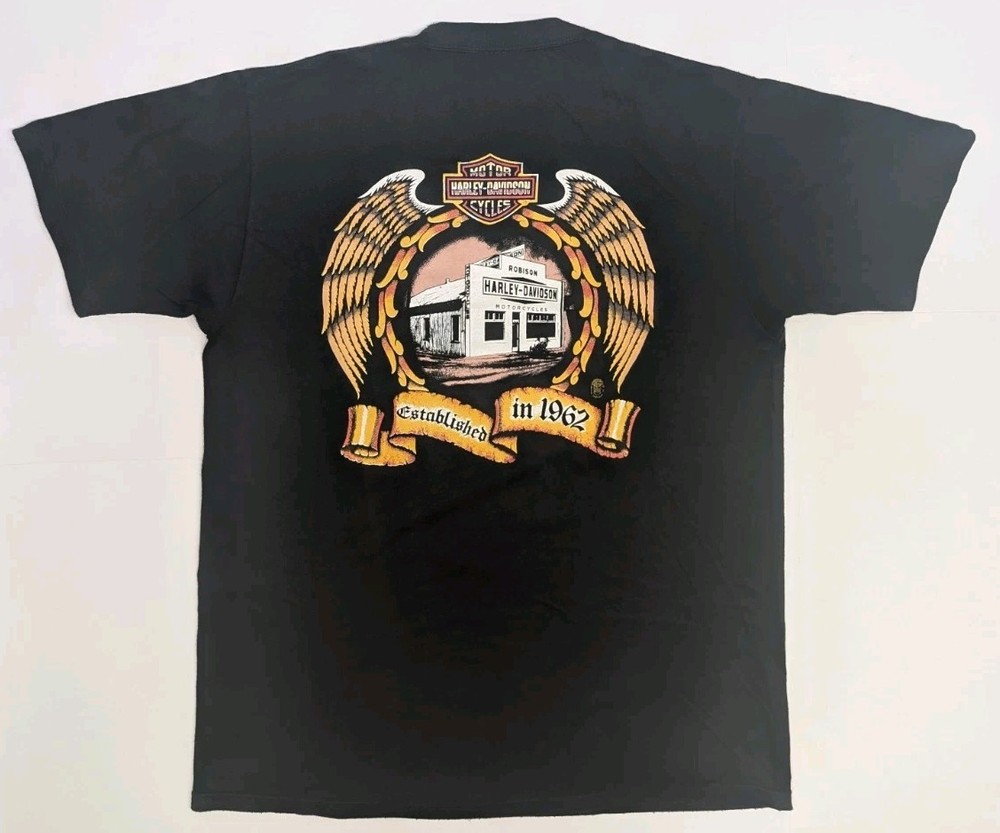 Vtg 80s Harley Davidson Graphic Pocket T-shirt Daytona Beach Single Stitch Large