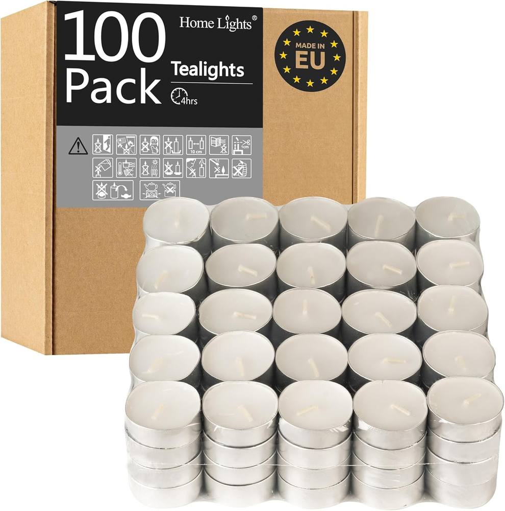 Giant White Unscented Tealight Candles in Bulk 100 200 300 Packs 4-Hour Burn
