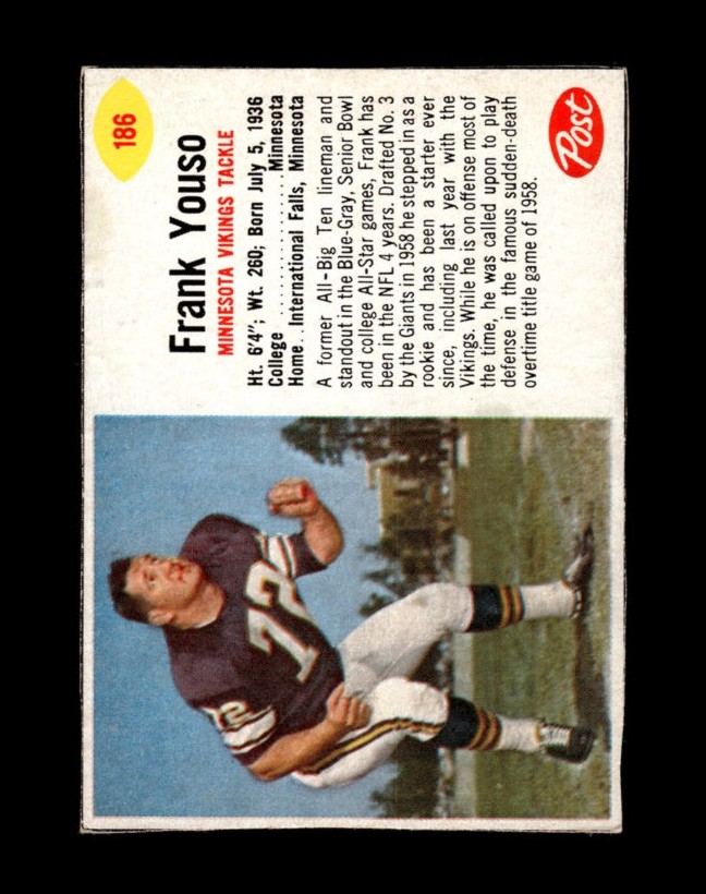 1962 Post Cereal Set-Break #186 Frank Youso VG-VGEX *GMCARDS*Consign with Greg Morris Cards