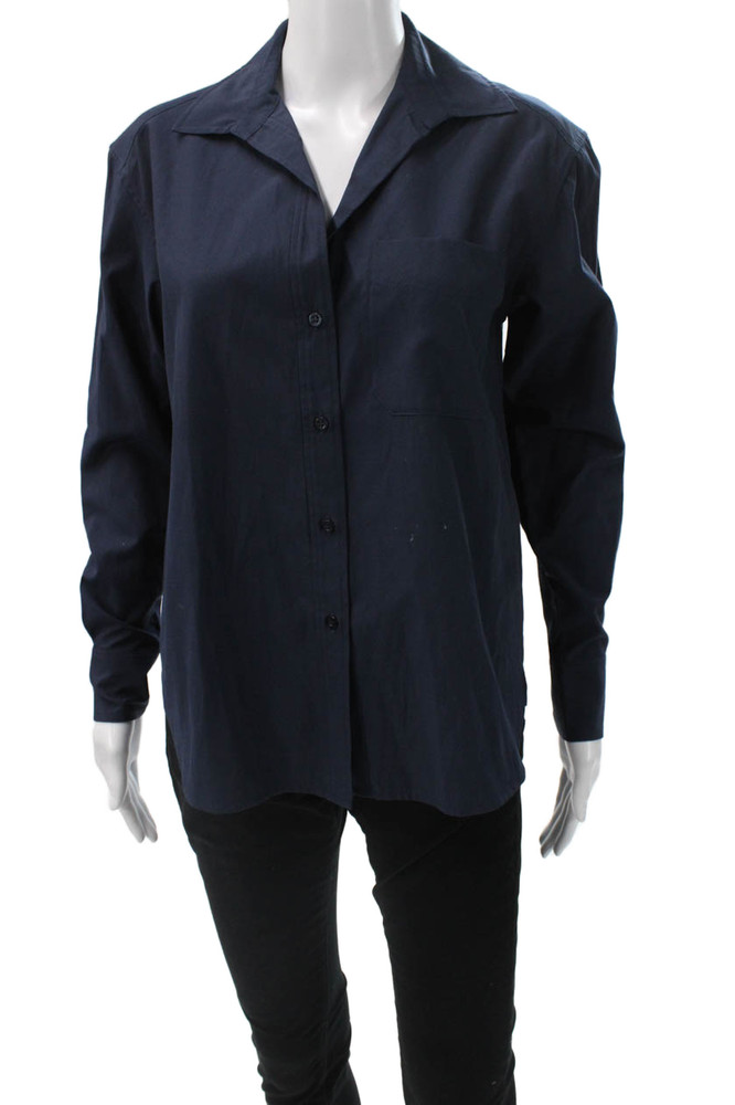 Brochu Walker Womens Collared Button Up Long Sleeve Blue Polyester Top Size XSFree Shipping in US $100+ Orders | $6.95 Orders Below
