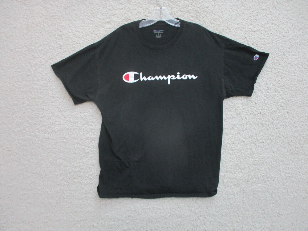 Champion Black XL Men's Casual Classic Fit Spell Out Logo Tee