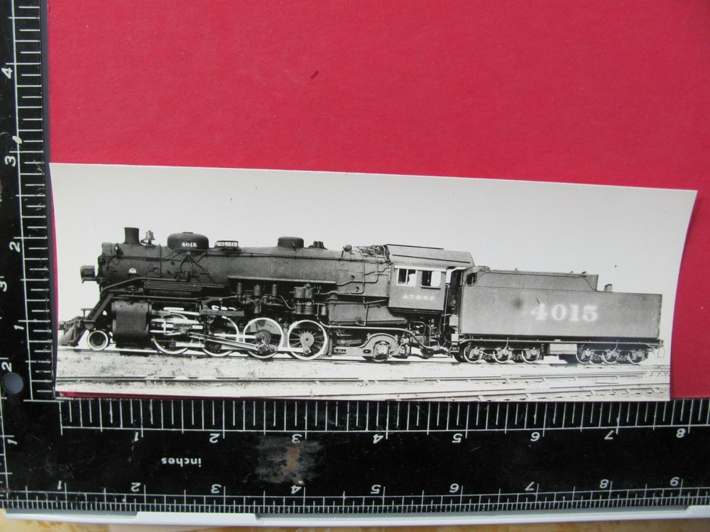 Atchison Topeka & Santa Fe Railroad Locomotive #4015 B&W Baldwin Builders Photo