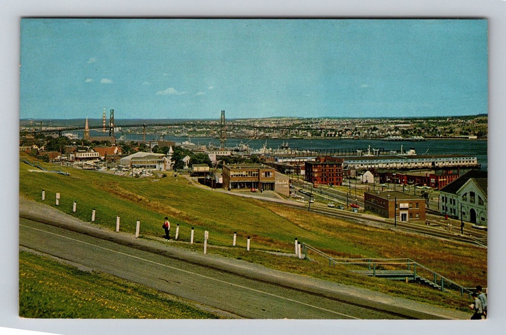 Canada- Halifax N.S. Panorama Harbour Angus MacDonald Bridge PC Vintage Postcard