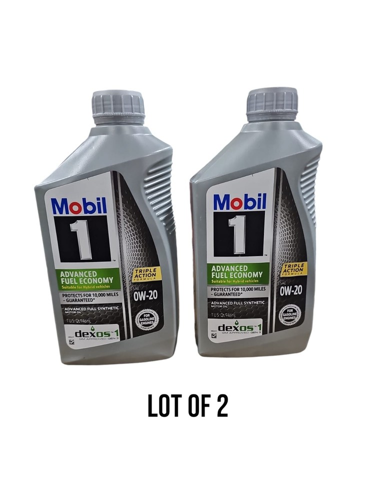 Mobil 1 0W-20 Advanced Fuel Economy Full Synthetic Motor Oil, 1-Quart LOT OF 2