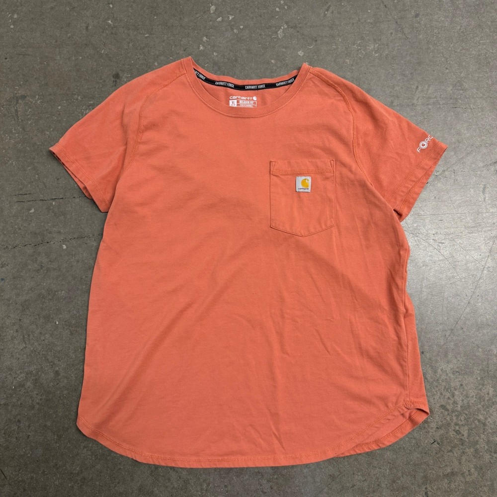 Carhartt Force Relaxed Fit Pocket T-Shirt Mens XL Orange Short Sleeve Crew Neck