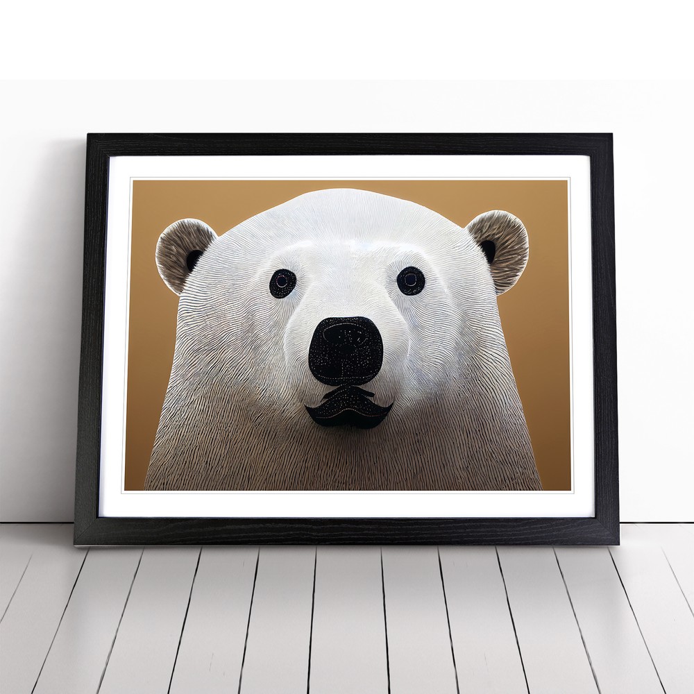 Polar Bear Abstract Wall Art Framed Canvas Print Modern Home Decor