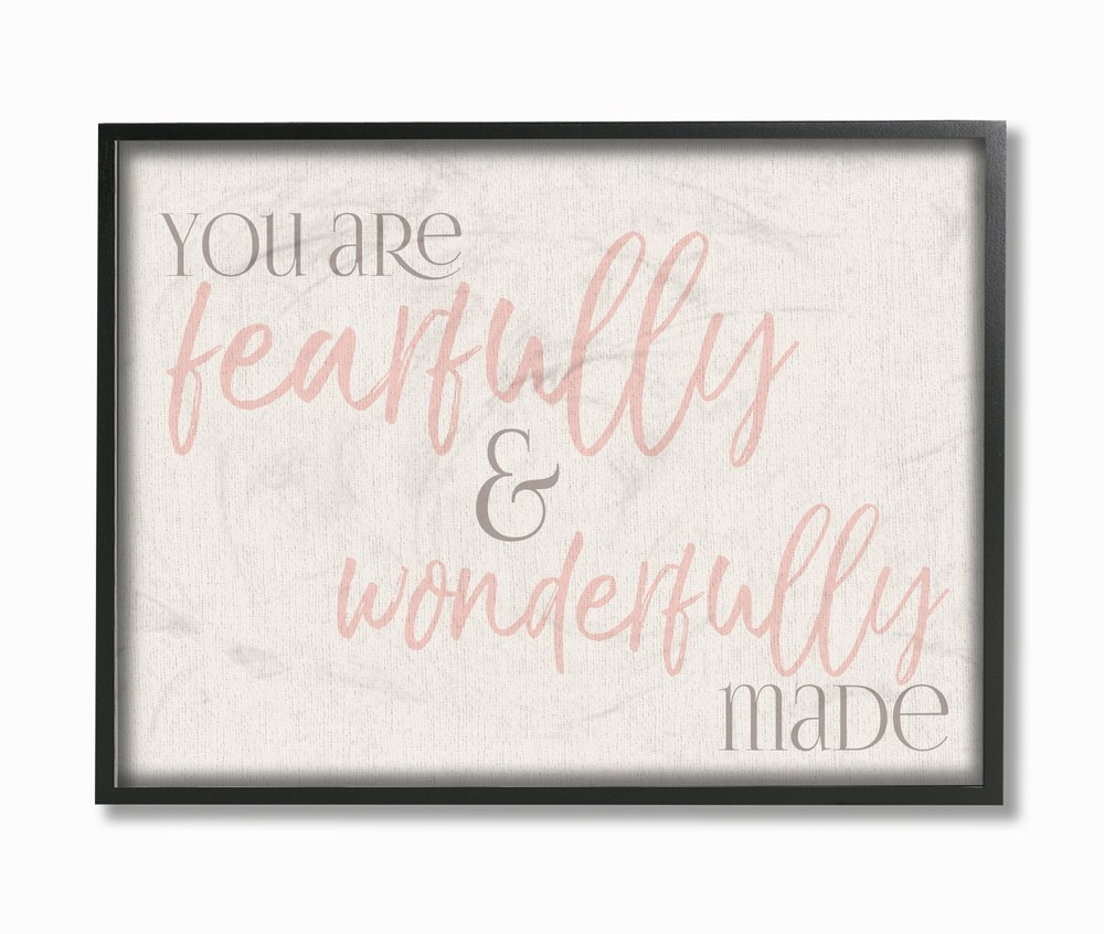 Fearfully Wonderfully Made Pink Typography Oversized Framed Giclee Texturized...