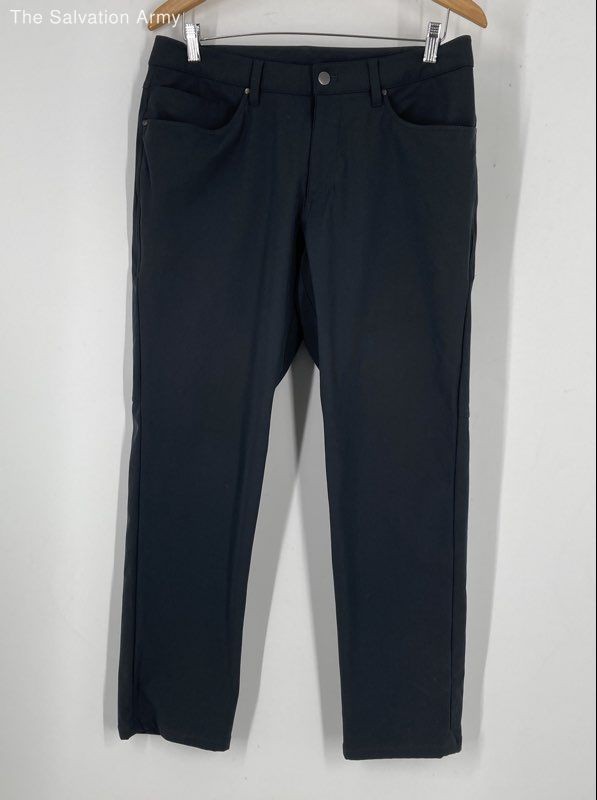 Lululemon Mens Black Flat Front 5-Pocket Design Straight Leg Chino Pants Size 33