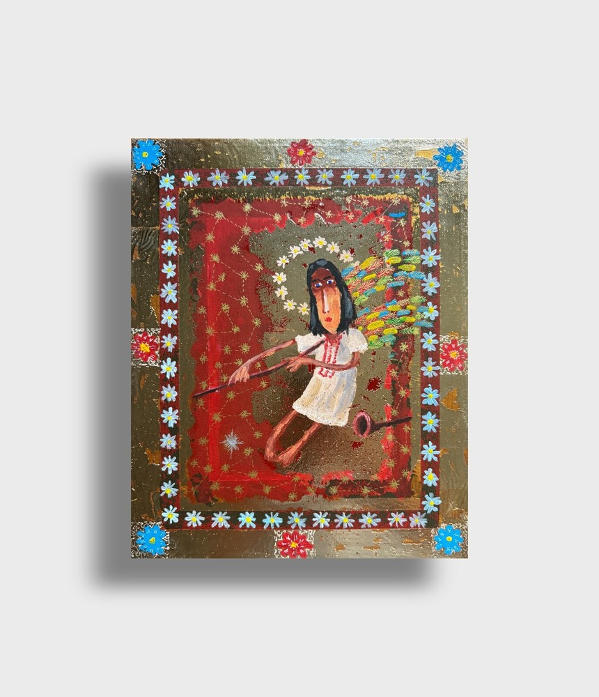 Abstract Guardian Angel Oil Painting on Canvas by Ukrainian Artist Original Art Decor-image