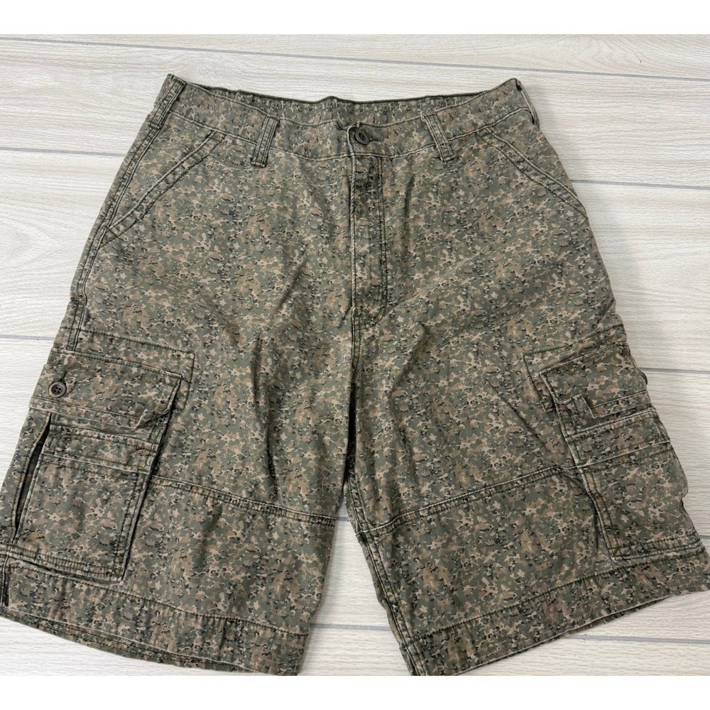 Levis Squad Baggy Cargo Shorts Mens 36 Green Digital Camo Utility Military