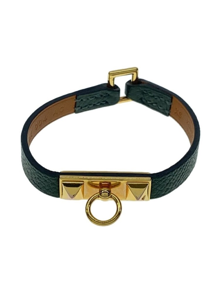 Hermes green leather bracelet for women style 1227