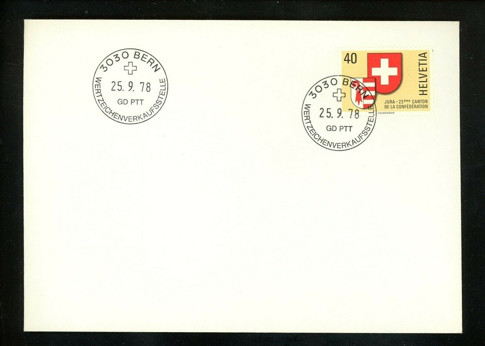 Postal History Switzerland FDC #666 Jura Canton Arms 1978