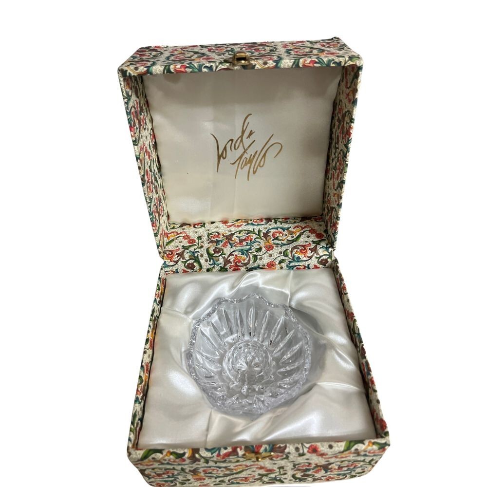 Lord & Taylor Crystal Tea Light Bowl Candle Holder & Floral Decor Gift Box