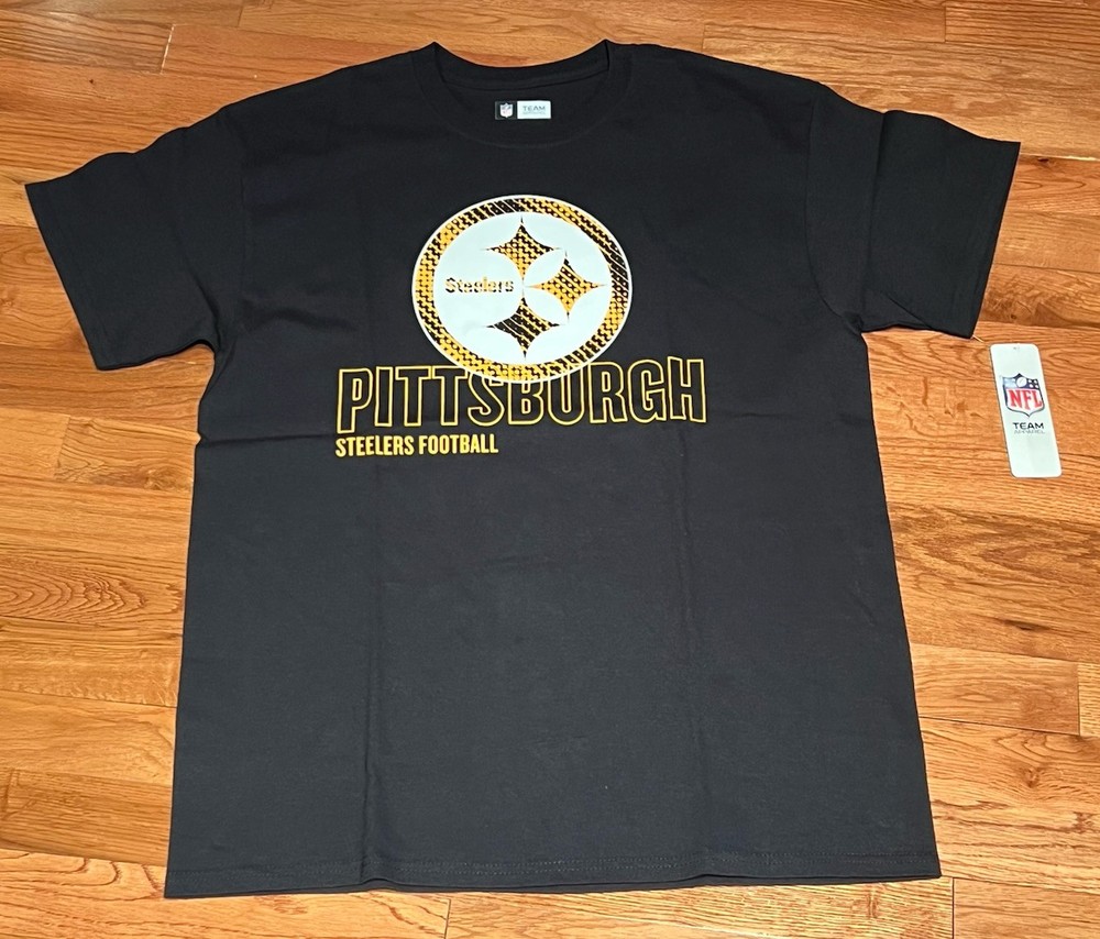 NFL Team Apparel Mens T-shirt Pittsburgh Steelers Short Sleeve Black Large NWT