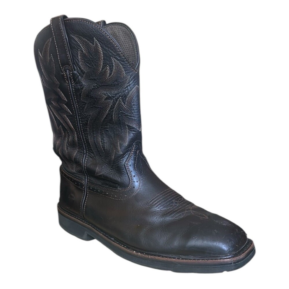 Wolverine Rancher Steel Toe Western Work Boots Brown Leather Mens Size 12