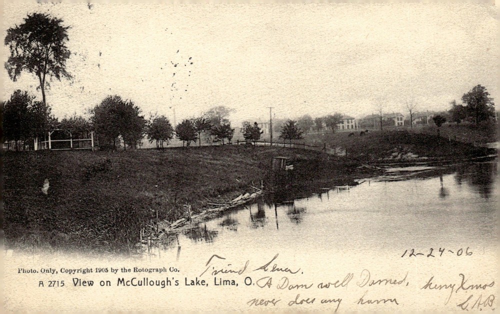 1905 McCullough's Lake Lima Ohio OH Rotograph Sol-Art Print Vintage Postcard