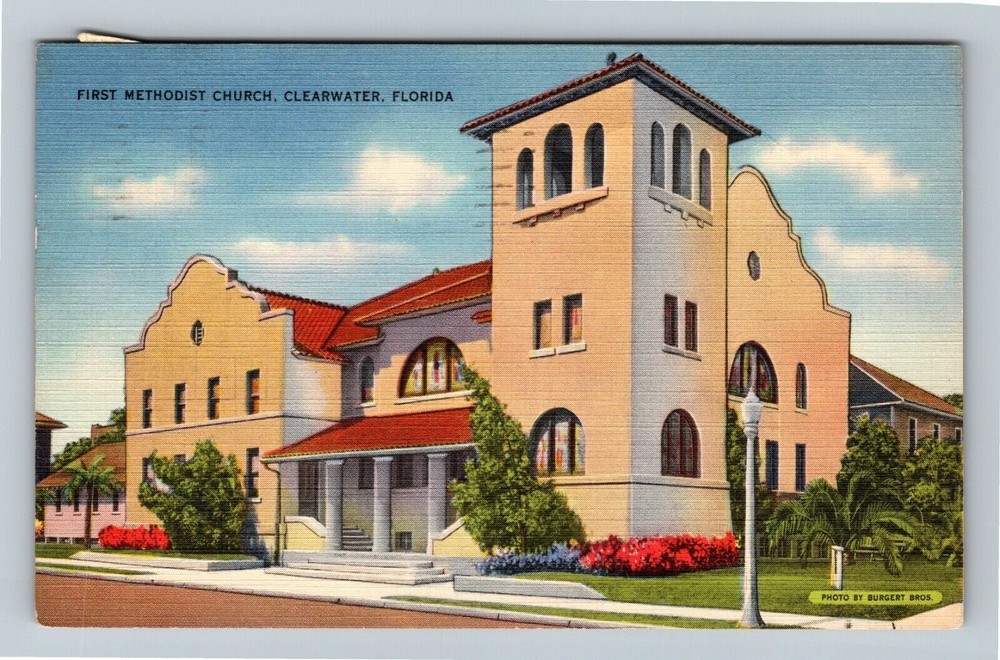 Clearwater, FL-Florida, First Methodist Church, c1945 Vintage Souvenir Postcard
