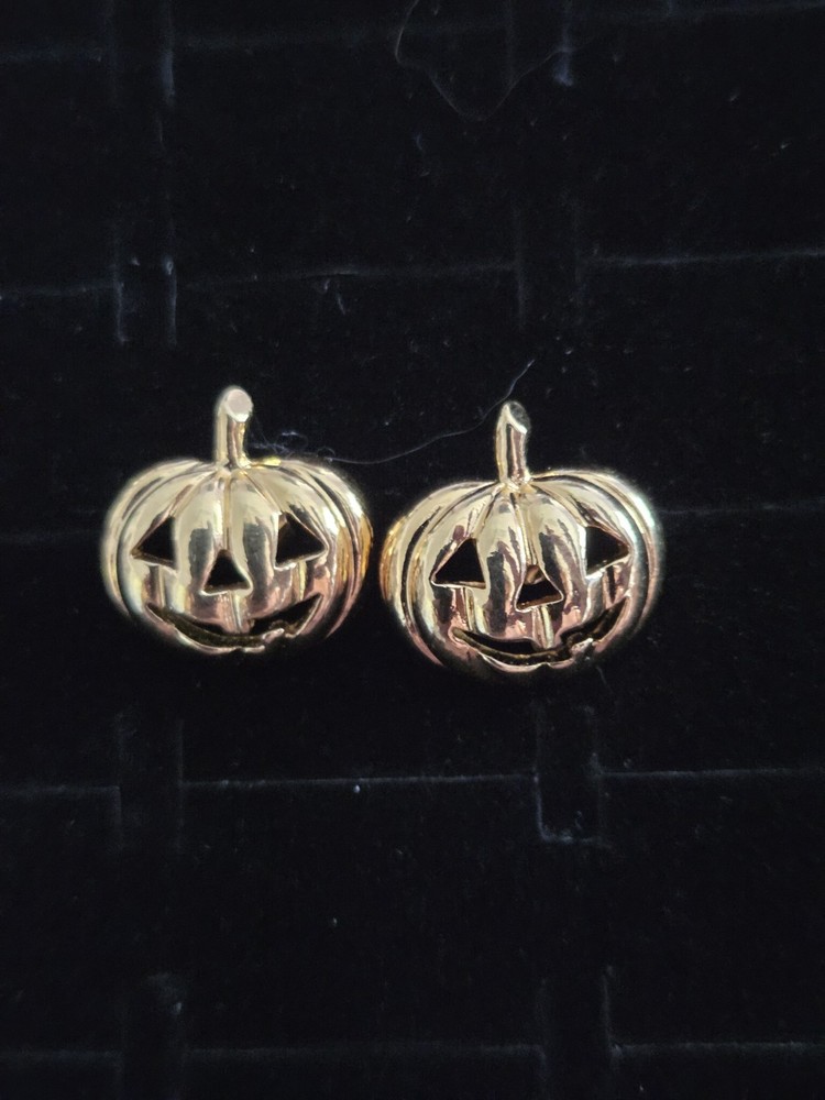 Vintage AVON Earrings Holiday Halloween Gold Tone Pumpkins Stud