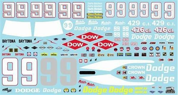 1969-70 Dow #99 Charlie Glotzbach NASCAR 1/25 scale decal by Ace Powerslide-image