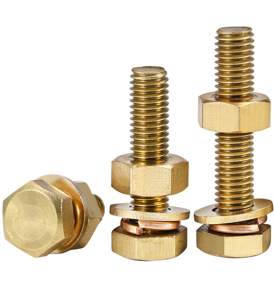 Brass Hex Bolts Cap Head Screws With Hex Nuts Flat Washers Spring Washers
