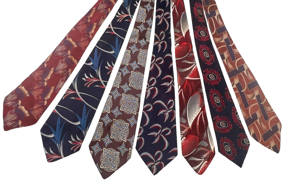 7X BROCADE Vintage Neck Ties 1940s ART DECO Wide 1930s Swing Rockabilly Necktie