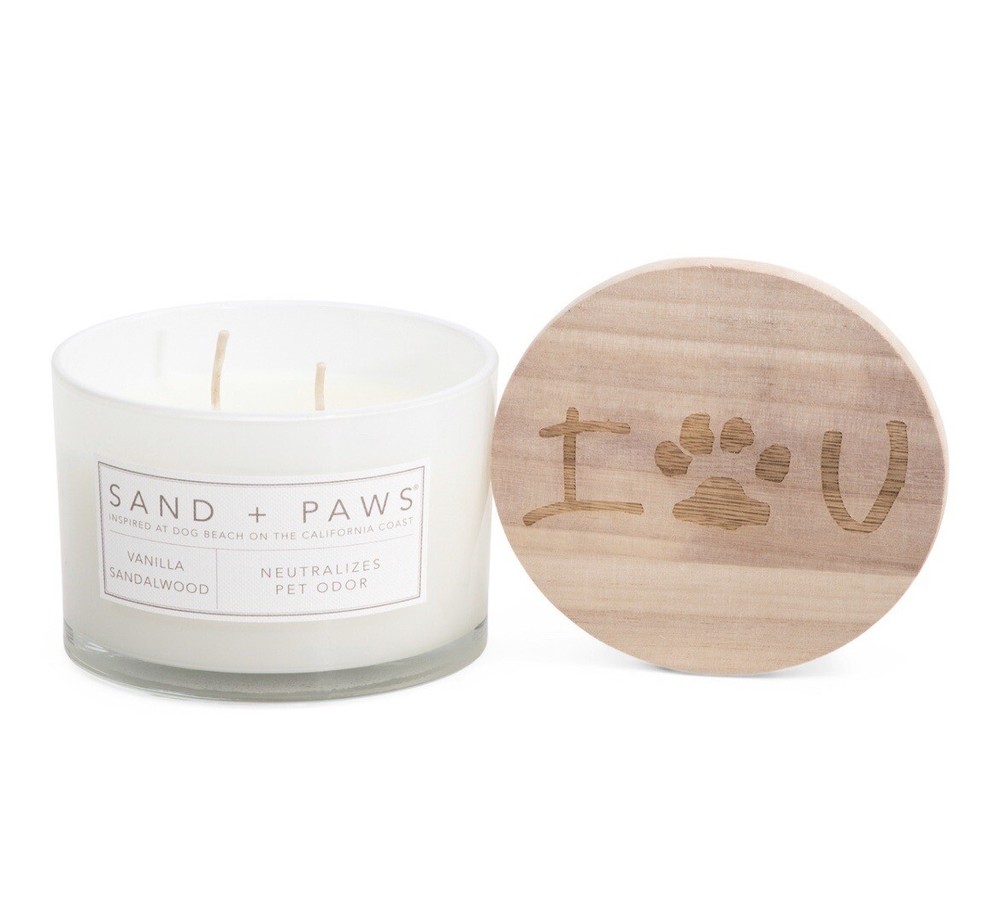 Sand & Fog Vanilla Sandalwood Candle. Neutralizes Pet Odor. 12 Oz  Sand & Paws