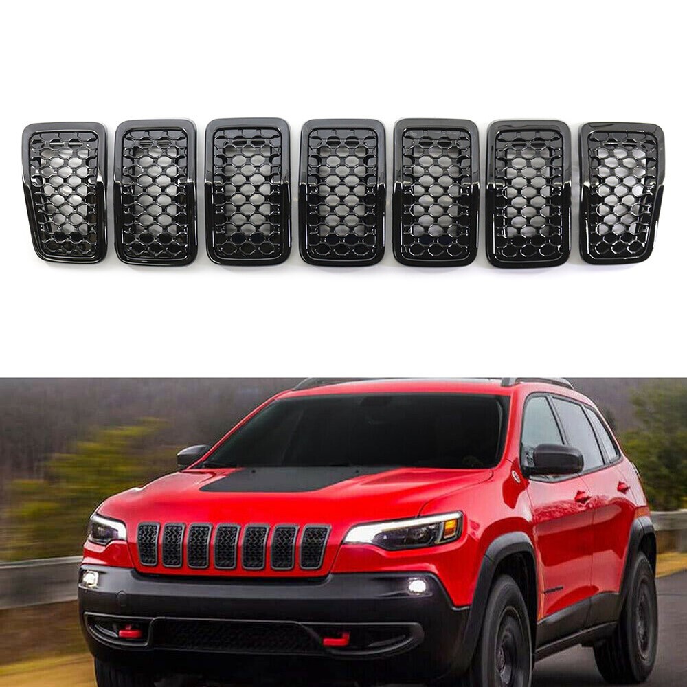 Fits For Jeep Cherokee 2019-2022 6AZ88DX8AB 7x Front Bumper Kidney Mesh Grille